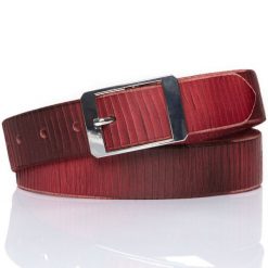 MUSTANG PASEK SKÓRZANY 35 mm SOPO-MUS069. Czerwone paski Mustang, bez wzorów, prążkowane, klasyczne. Za 59.99 zł.
