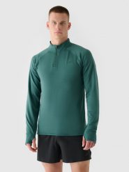 4F Bluza do biegania szybkoschnąca męska - zielona M. Zielone bluzy bez kaptura 4F, m, bez wzorów, z dzianiny, bez kaptura. W wyprzedaży za 99.99 zł.