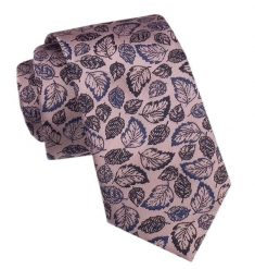 Elegancki Męski Krawat - Alties - Jasny Róż, Motyw w Listki. Czerwone krawaty i muchy Alties, bez wzorów, z tkaniny. Za 49.00 zł.