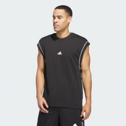 Koszulka adidas Basketball All-World Sleeveless Tank. Czarne bezrękawniki Adidas, xl, bez wzorów, z materiału, bez kołnierzyka, bez ramiączek. Za 129.00 zł.