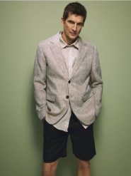 Lniana marynarka regular fit - wielobarwny. Garnitury Reserved, bez wzorów, z tkaniny. Za 459.99 zł.