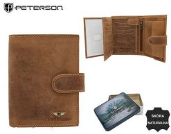 Portfel skórzany Peterson PTN 339Z brązowy. Brązowe portfele Peterson, bez wzorów. Za 104.00 zł.