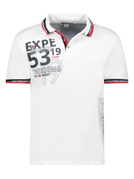 Geographical Norway Koszulka polo "Krug" w kolorze białym rozmiar: M. Białe koszulki polo Geographical Norway, m, bez wzorów, z bawełny, bez kołnierzyka, bez ramiączek. Za 68.95 zł.