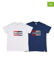 The Time of Bocha Koszulki (2 szt.) w kolorze białym i granatowym rozmiar: XL. Białe bezrękawniki The Time of Bocha, xl, bez wzorów, z bawełny, bez kołnierzyka, bez ramiączek. Za 86.99 zł.