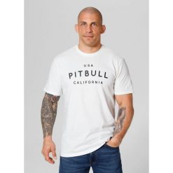 Koszulka bawełniana sportowa t-shirt dla dorosłych Garment Washed USA Cal. Białe t-shirty sportowe PITBULL, bez wzorów, z bawełny, bez ramiączek. Za 99.99 zł.