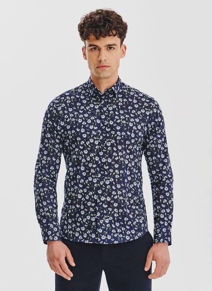 PAKO LORENTE - Bawełniana koszula w kwiaty. Koszule Pako Lorente, na jesień, m, bez wzorów, z bawełny, bez kołnierzyka, bez ramiączek. Za 149.99 zł.