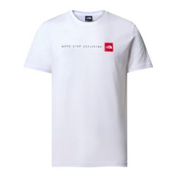 Koszulka sportowa męska The North Face Never Stop Exploring. Białe t-shirty sportowe The North Face, bez wzorów, bez ramiączek, trekkingowe. Za 117.99 zł.