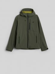 4F Kurtka softshell wiatroodporna membrana 8000 męska - khaki S. Brązowe kurtki 4F, m, bez wzorów, z materiału, bez kaptura. Za 399.99 zł.