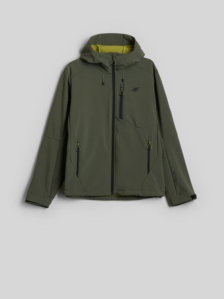 4F Kurtka softshell wiatroodporna membrana 8000 męska - khaki S. Brązowe kurtki 4F, m, bez wzorów, z materiału, bez kaptura. Za 399.99 zł.