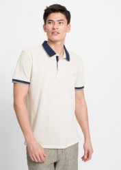 Shirt polo pique (3 szt.) z czystej bawełny. Niebieskie koszulki polo bonprix, l, bez wzorów, z bawełny, bez kołnierzyka, bez ramiączek. Za 169.99 zł.