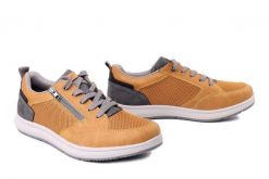 RIEKER 16901-68 yellow, półbuty męskie. Żółte eleganckie półbuty Rieker, bez wzorów, bez obcasa, bez zapięcia. Za 399.90 zł.