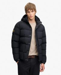 Superdry Classic Everest Puffer Kurtka – Pikowana, ocieplana. Niebieskie kurtki Superdry, l, z aplikacjami, z materiału. Za 492.00 zł.