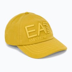 Czapka z daszkiem EA7 Emporio Armani Train Logo Series Embroidered. Żółte czapki z daszkiem EA7 Emporio Armani, bez wzorów, z bawełny. Za 229.99 zł.