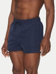 Guess Szorty kąpielowe F4GT00 WG282 Granatowy Regular Fit. Niebieskie kąpielówki Guess, m, z aplikacjami, z syntetyku. Za 199.99 zł.