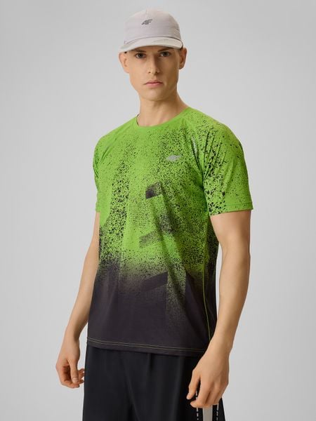 4F Koszulka do biegania szybkoschnąca męska - zielona XL. Zielone t-shirty 4F, m, bez wzorów, z dzianiny, bez kołnierzyka, bez ramiączek. Za 129.99 zł.