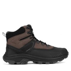 Trekkingi Hunter. Brązowe botki sznurowane Hunter, bez wzorów, bez obcasa, bez zapięcia. Za 265.99 zł.