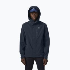 Kurtka przeciwdeszczowa męska Helly Hansen Juell Storm. Niebieskie kurtki Helly Hansen, m, bez wzorów, bez kaptura. Za 339.99 zł.
