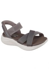 Sandały SKECHERS ULTRA FLEX 3.0 SANDAL NEV Szary. Brązowe sandały Skechers, z materiału, bez zapięcia. Za 284.99 zł.