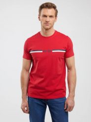 Koszulka męska z nadrukiem czerwona Lexor 603. Czerwone t-shirty BIG STAR, l, bez wzorów, z dresówki, bez kołnierzyka, bez ramiączek. Za 99.99 zł.