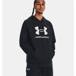 Bluza fitness męska Under Armour Rival Fleece Logo HD. Czarne bluzy Under Armour, m, bez wzorów, bez kaptura. Za 199.99 zł.