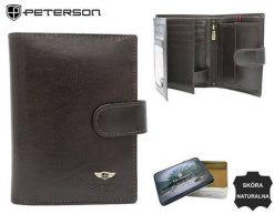 Portfel skórzany PETERSON PTN 22311L-VT czarny. Czarne portfele Peterson, bez wzorów. Za 101.99 zł.