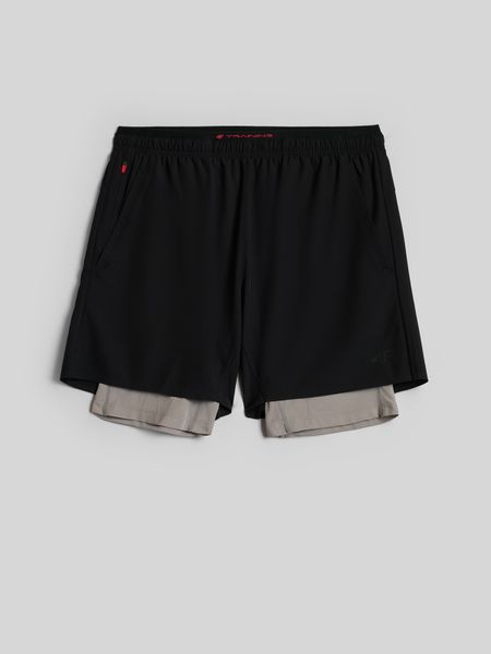 4F Spodenki treningowe szybkoschnące męskie - czarne M. Czarne krótkie spodenki sportowe 4F, l, bez wzorów, z materiału. Za 169.99 zł.