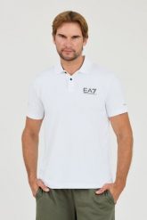 EA7 Biała koszulka polo Ventus 7. Białe koszulki polo EA7 Emporio Armani, l, bez wzorów, bez kołnierzyka, bez ramiączek. W wyprzedaży za 289.99 zł.