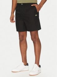 Lacoste Szorty materiałowe GH7220 Czarny Relaxed Fit. Czarne szorty LACOSTE, m, bez wzorów, z bawełny. Za 309.99 zł.