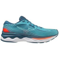 Buty do biegania męskie, Mizuno Wave Skyrise 4. Niebieskie buty do biegania Mizuno, bez wzorów, bez zapięcia, do biegania, mizuno wave. Za 479.99 zł.