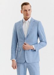 PAKO LORENTE – Niebieska męska marynarka garniturowa. Niebieskie garnitury Pako Lorente, na komunię, m, bez wzorów. Za 399.99 zł.