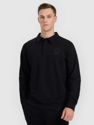 4F Bluza dresowa regular z kołnierzykiem męska - czarna S. Czarne bluzy 4F, m, bez wzorów, z dresówki, bez kaptura. Za 149.99 zł.