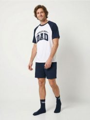 Bawełniana piżama dwuczęściowa z napisem World's Best Dad - wielobarwny. Piżamy Sinsay, l, bez wzorów, z bawełny, bez ramiączek. Za 39.99 zł.