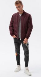 Ombre Kurtka męska przejściowa C538 - bordowa S. Czerwone kurtki Ombre, m, bez wzorów, bez kaptura. Za 159.99 zł.