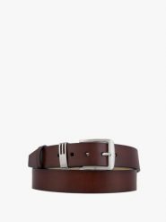 Brązowy pasek ze skóry licowej. Brązowe paski Ryłko, bez wzorów, z denimu, eleganckie. Za 129.99 zł.