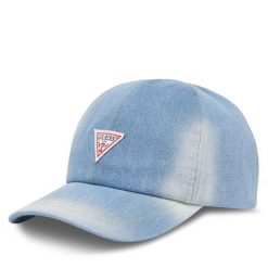 Czapka z daszkiem Guess. Niebieskie czapki z daszkiem Guess, z aplikacjami. Za 129.99 zł.