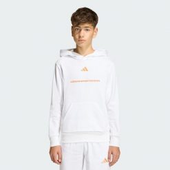 Bluza z kapturem adidas Slogan Fleece Hoodie. Białe bluzy Adidas, bez wzorów, z kapturem. Za 179.00 zł.