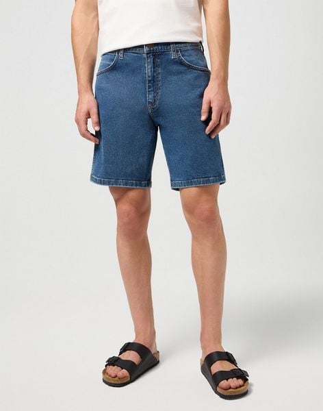 MESKIE SPODNIE WRANGLER FRONTIER SHORT HAZE 112350662. Szorty Wrangler, bez wzorów, z jeansu. Za 169.99 zł.