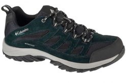 Buty trekkingowe męskie, Crestwood Waterproof. Czarne buty turystyczne Columbia, bez wzorów, z materiału, przed kostkę, bez zapięcia, trekkingowe. Za 349.99 zł.