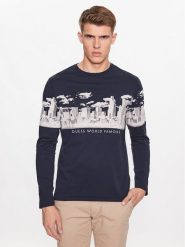 Guess Longsleeve Skyline M3YI13 I3Z13 Granatowy Slim Fit. Niebieskie bluzki z długim rękawem Guess, m, z aplikacjami, z bawełny, bez kołnierzyka, bez ramiączek. Za 129.99 zł.