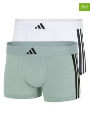 Adidas Bokserki (2 pary) w kolorze białym i zielonym rozmiar: M. Białe bokserki Adidas, m, bez wzorów. Za 62.03 zł.