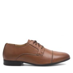 Półbuty Lanetti. Brązowe eleganckie półbuty Lanetti, bez wzorów, bez obcasa, bez zapięcia. Za 149.99 zł.