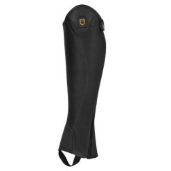 Uniseksowe miękkie getry skórzane z bocznym zamkiem. Czarne legginsy długie sportowe EQUESTRO, xs, bez wzorów, ze skóry, do jazdy konnej. Za 423.73 zł.