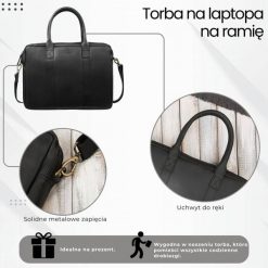 Torba męska na ramię skórzana na dokumenty A4 na laptopa czarna elegancka Paolo Peruzzi IM-05-BL. Czarne torby na laptopa . Za 319.00 zł.