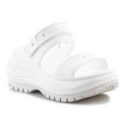 Buty do chodzenia unisex Crocs Classic Mega Crush. Białe buty trekkingowe Crocs, bez wzorów, z materiału, bez zapięcia. Za 401.00 zł.