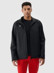 4F Softshell wiatroodporny membrana 5000 męski - czarny S. Czarne kurtki softshell 4F, na zimę, m, bez wzorów, z dzianiny, bez kaptura. Za 229.99 zł.