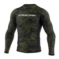 Koszulka sportowa męska Rashguard do MMA EXTREME HOBBY HAVOC. Zielone bielizna termoaktywna EXTREME HOBBY, m, bez wzorów, z bawełny, bez ramiączek, na fitness i siłownię. Za 198.00 zł.