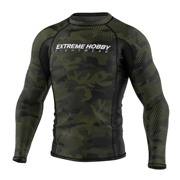 Koszulka sportowa męska Rashguard do MMA EXTREME HOBBY HAVOC. Zielone bielizna termoaktywna EXTREME HOBBY, m, bez wzorów, z bawełny, na fitness i siłownię. Za 198.00 zł.
