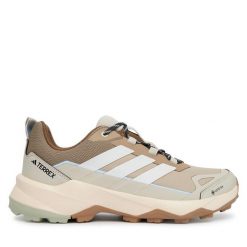 Trekkingi adidas. Brązowe buty trekkingowe Adidas, bez wzorów, z gore-texu, bez zapięcia. Za 529.99 zł.