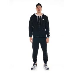 Sportowy dres męski Fluo z kapturem. Czarne komplety dresowe LEONE 1947 APPAREL, m, bez wzorów, z dresówki, bez ramiączek. Za 286.28 zł.