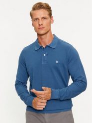 United Colors Of Benetton Polo 3089J3204 Niebieski Regular Fit. Niebieskie koszulki polo United Colors Of Benetton, m, bez wzorów, z bawełny, bez kołnierzyka, bez ramiączek. Za 109.99 zł.